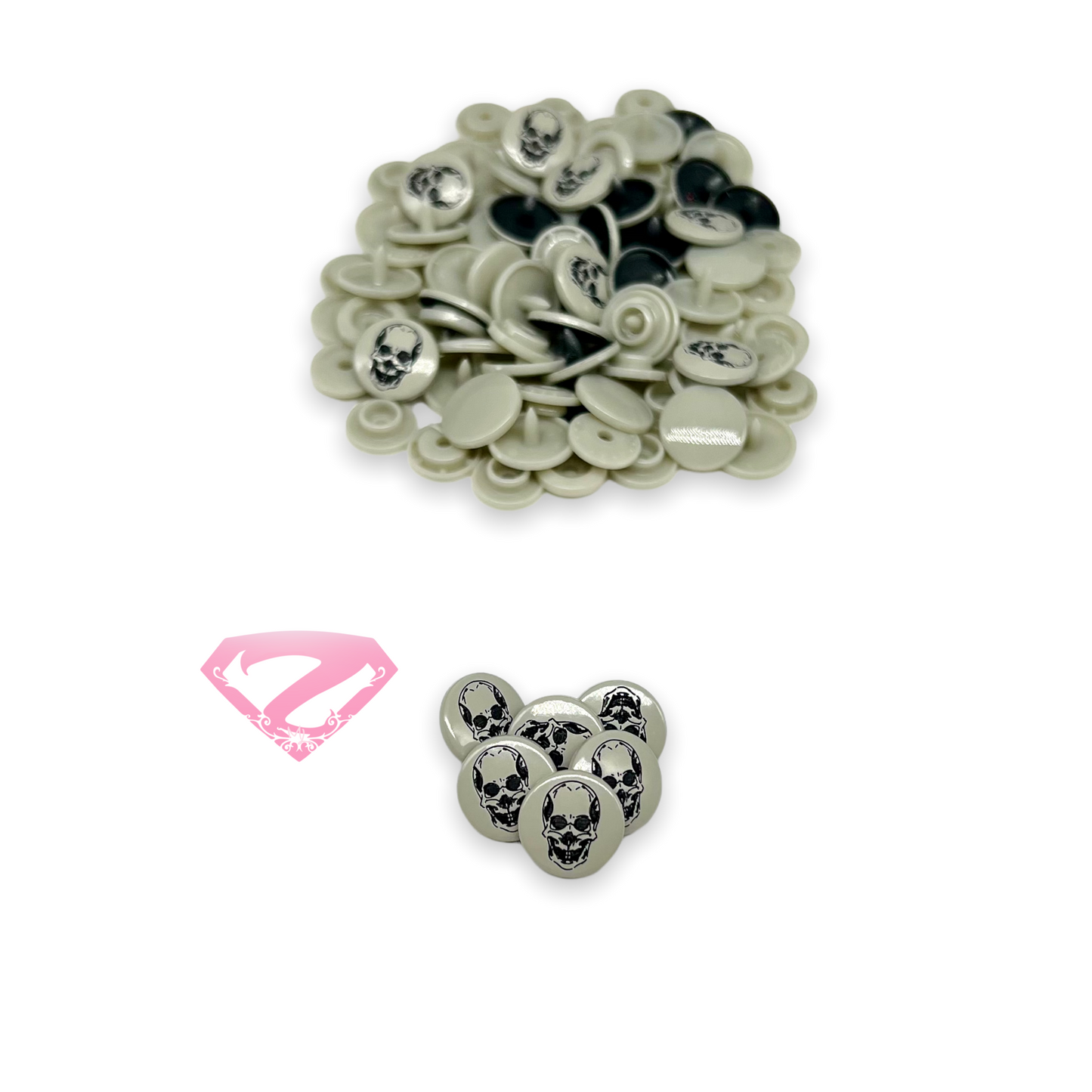 Snaps - Skull Two Tone Engraved