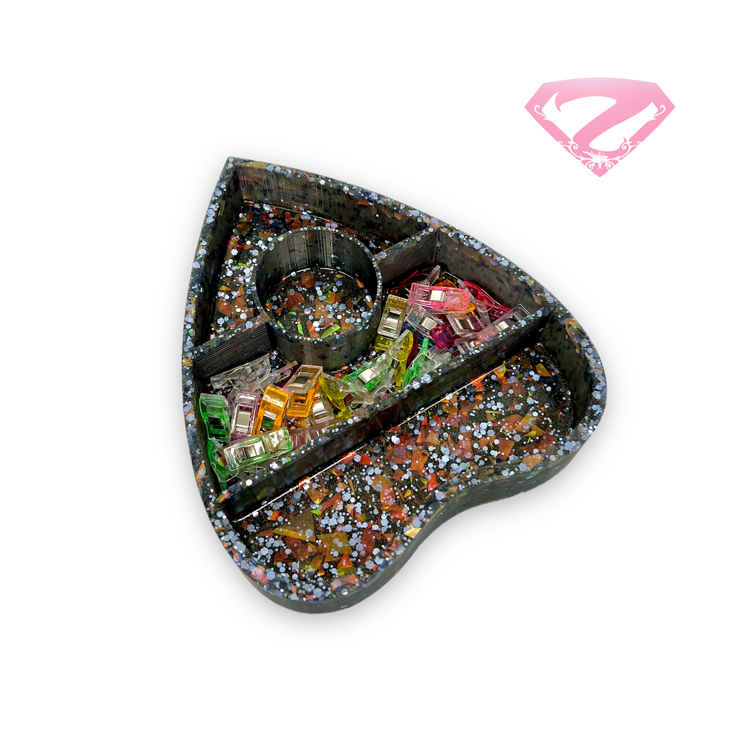 Ouija Planchette Clip Tray (Black Holographic - Large)
