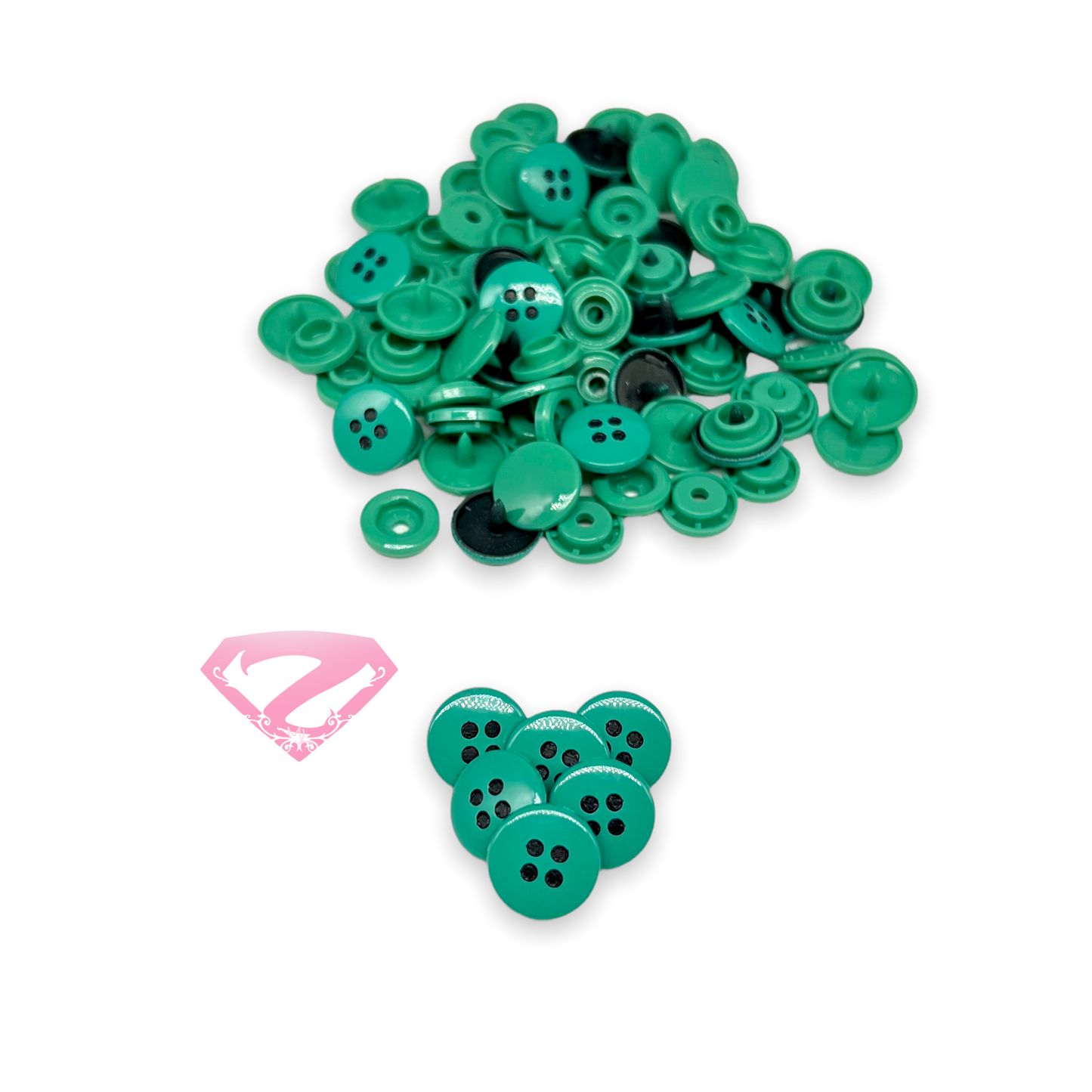 Snaps - Teal Button Two Tone Engraved
