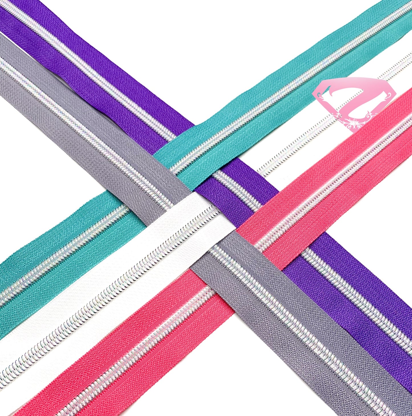 Hardware - White Oil Slick Nylon Zipper Tape #5 Collection