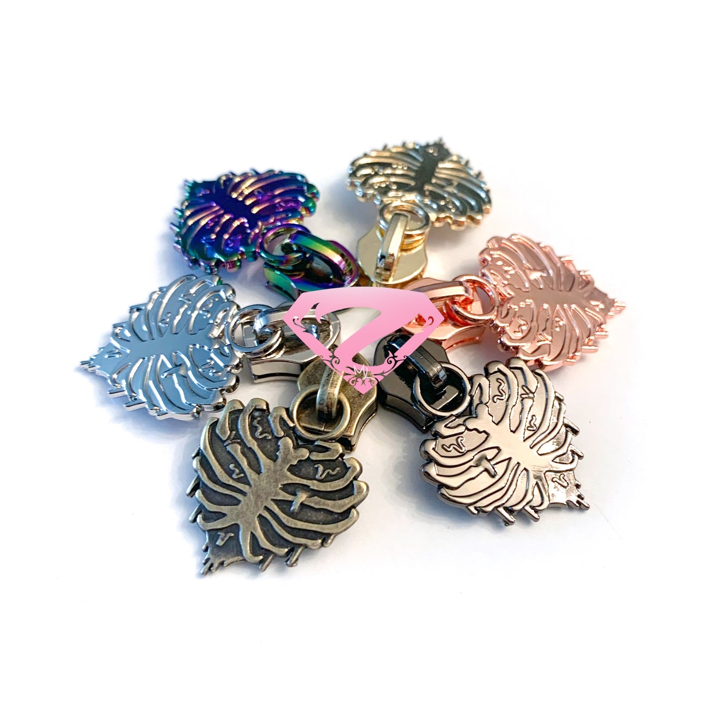 Hardware - Rib Cage Heart Nylon Zipper Pulls #5