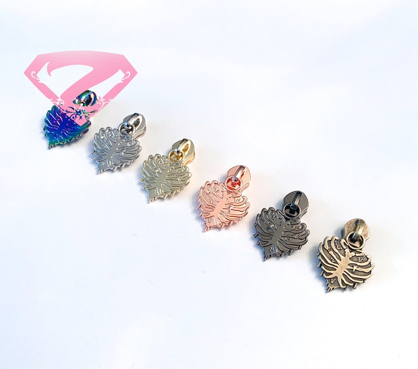 Hardware - Rib Cage Heart Nylon Zipper Pulls #5